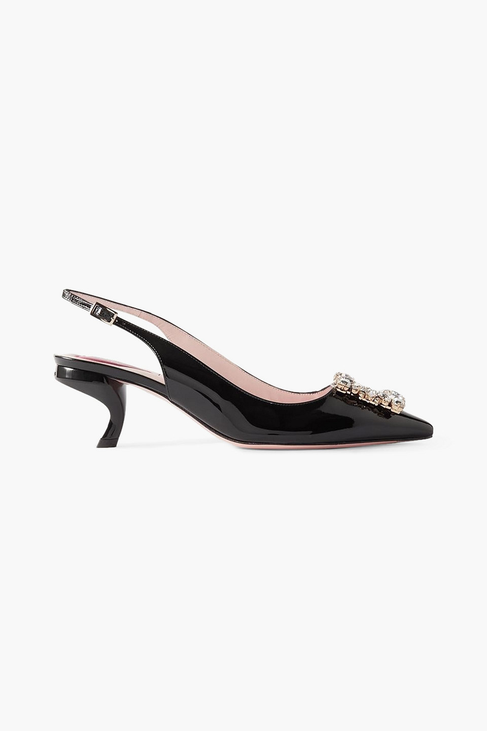 Roger Vivier Virgule 55 Slingback Pumps In Patent Leather In Black