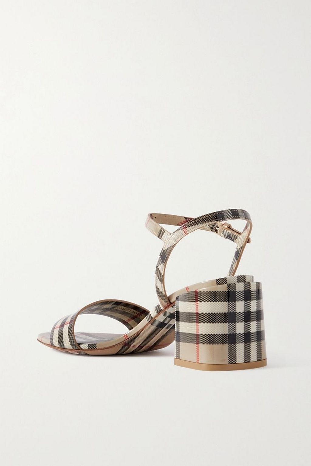 BURBERRY صندل من الجلد مزين بنقشة مربعات