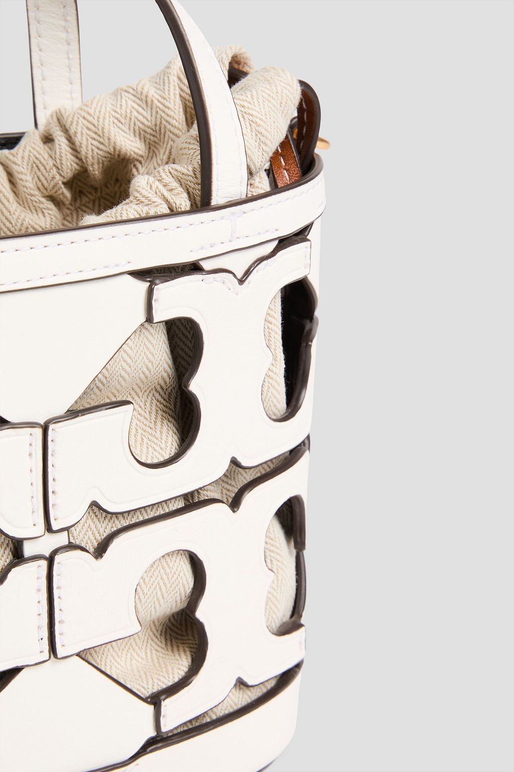TORY BURCH Laser-cut leather bucket bag