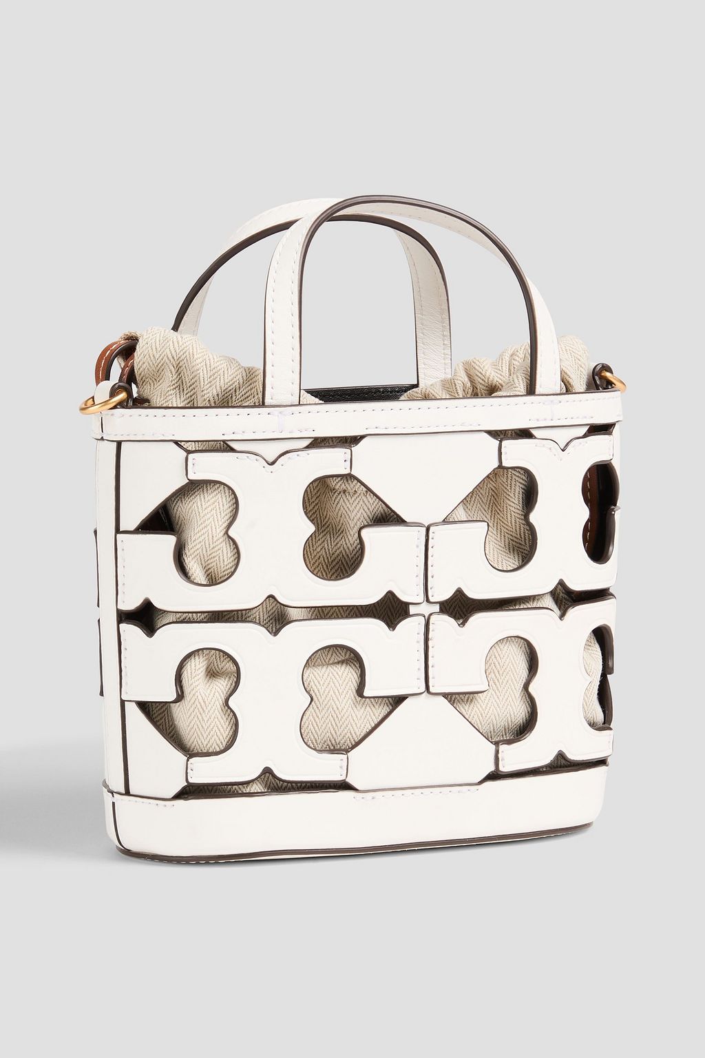 TORY BURCH Laser-cut leather bucket bag