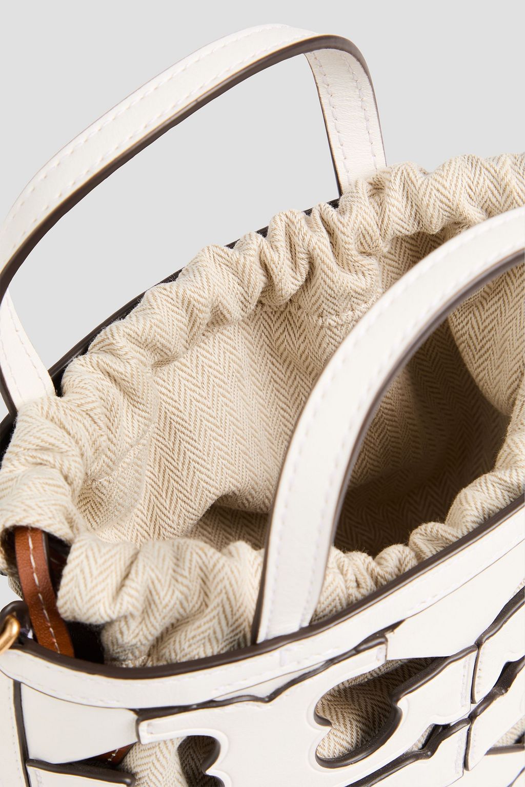 TORY BURCH Laser-cut leather bucket bag