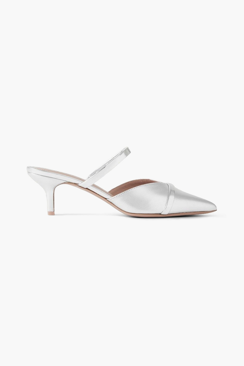Malone Souliers Frankie 45 Metallic Leather Mules In Silver
