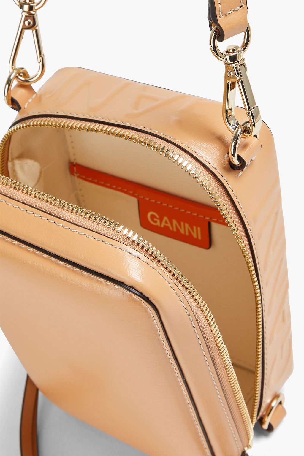 GANNI حقيبة كتف من الجلد بتصميم منقوش