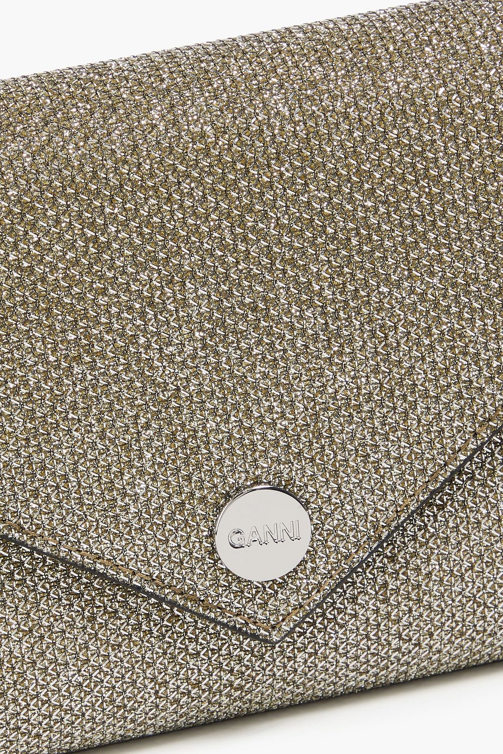 GANNI Banner Envelope glittered woven clutch