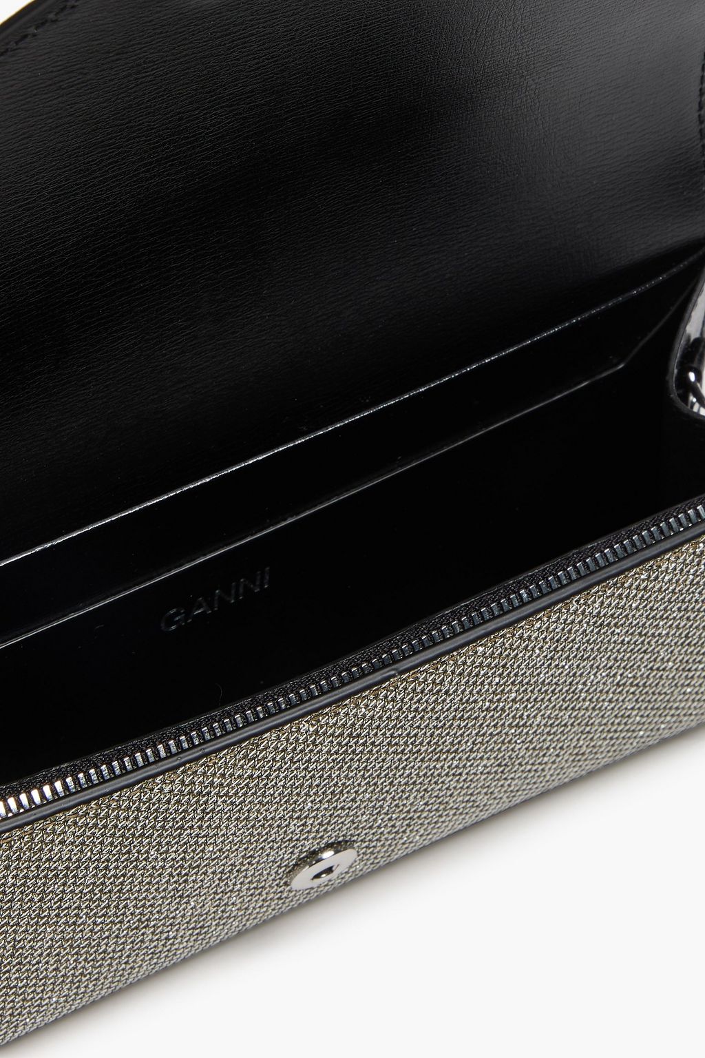 GANNI Banner Envelope glittered woven clutch