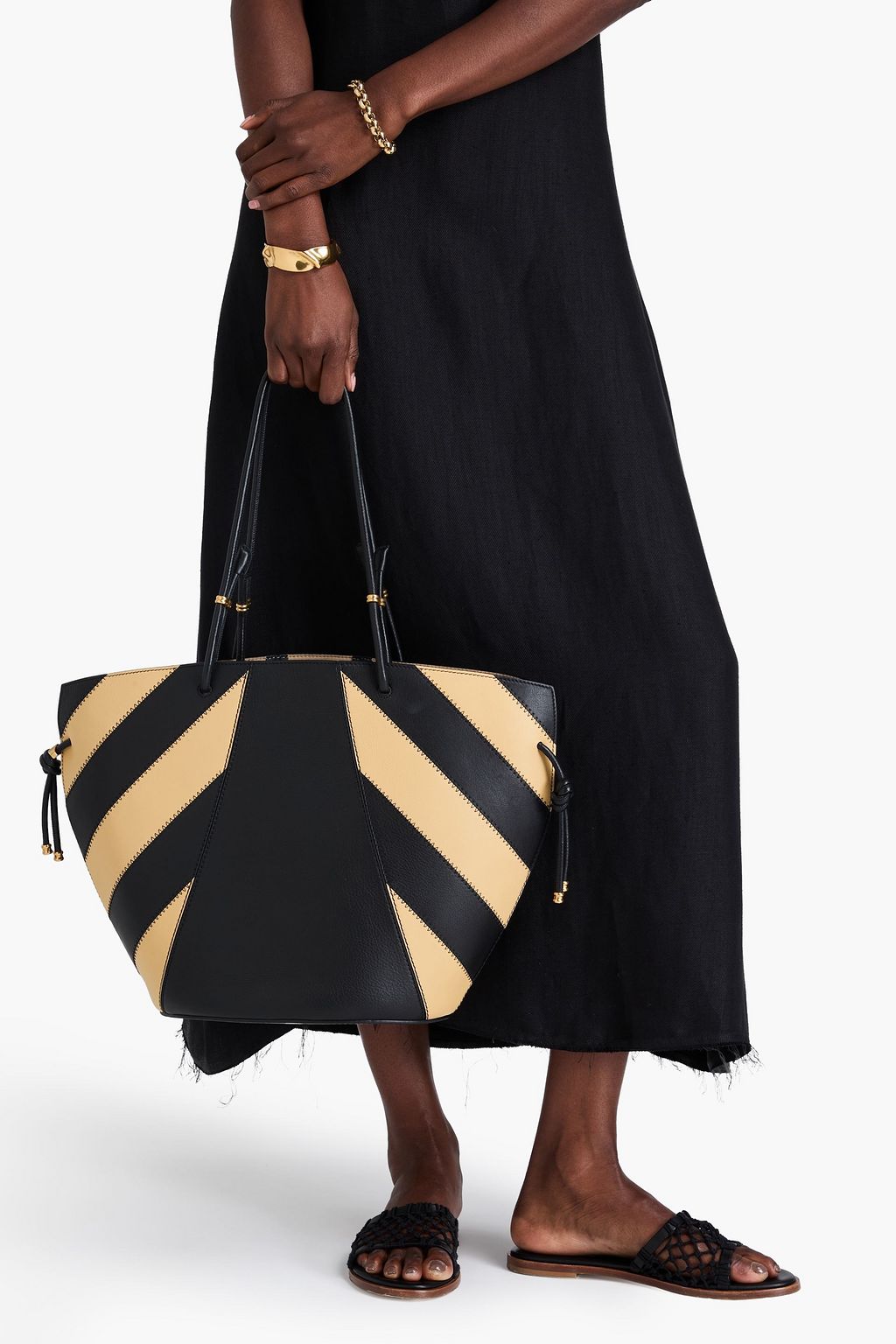 TORY BURCH Two-tone pebbled-leather tote
