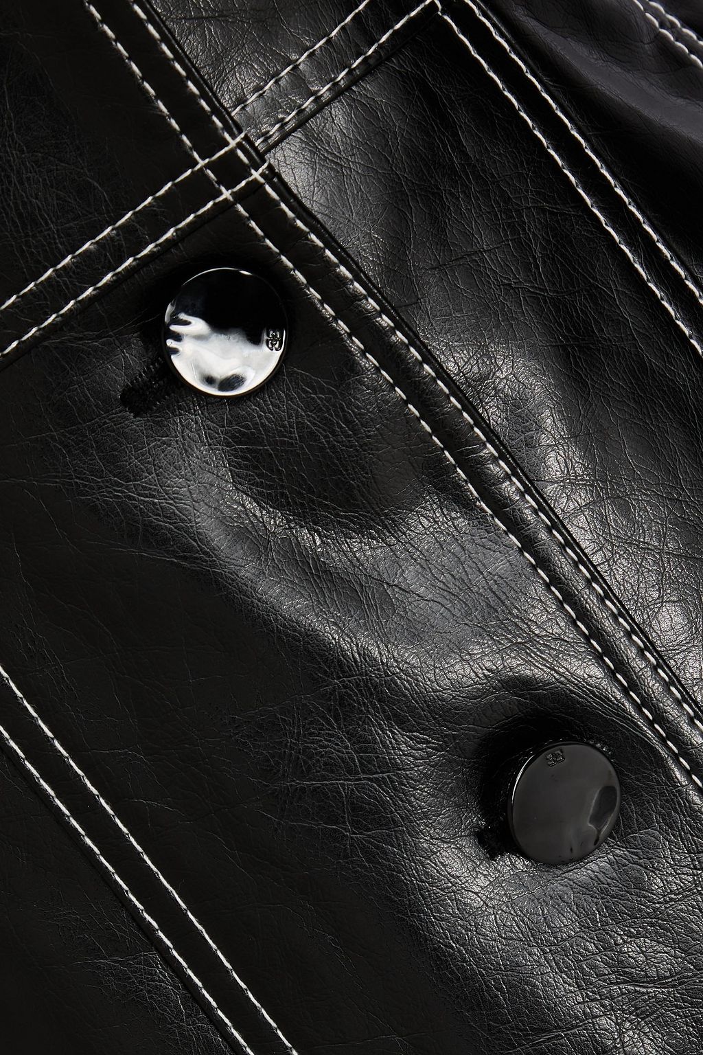 GANNI Faux leather mini shirt dress