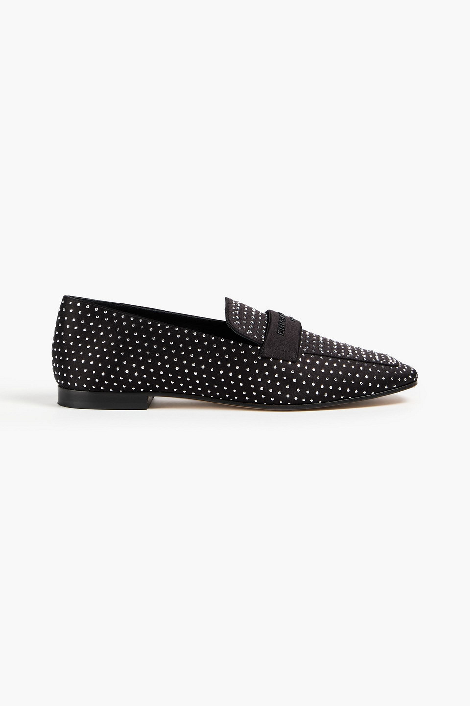 Emporio Armani - Crystal-embellished satin loafers - Black - EU 35