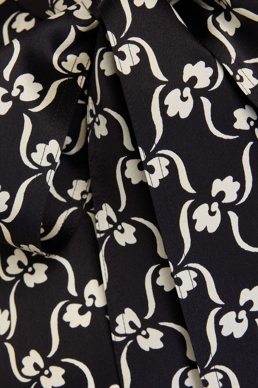 TORY BURCH Pussy-bow printed silk-satin blouse