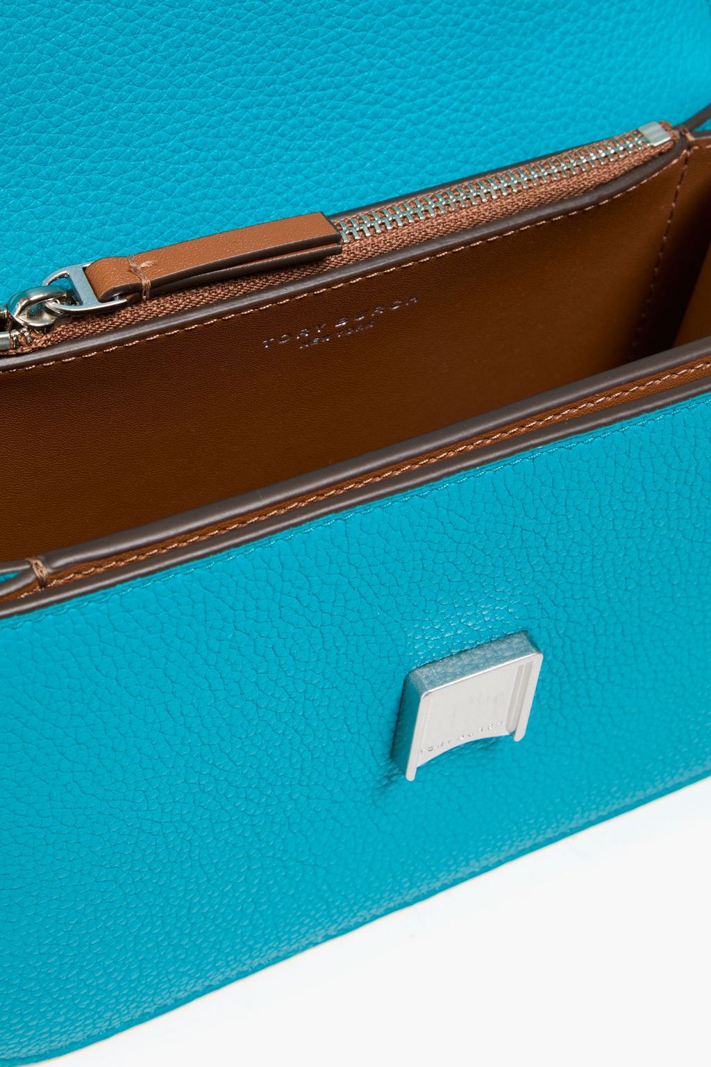 TORY BURCH Eleonor pebbled-leather and suede shoulder bag