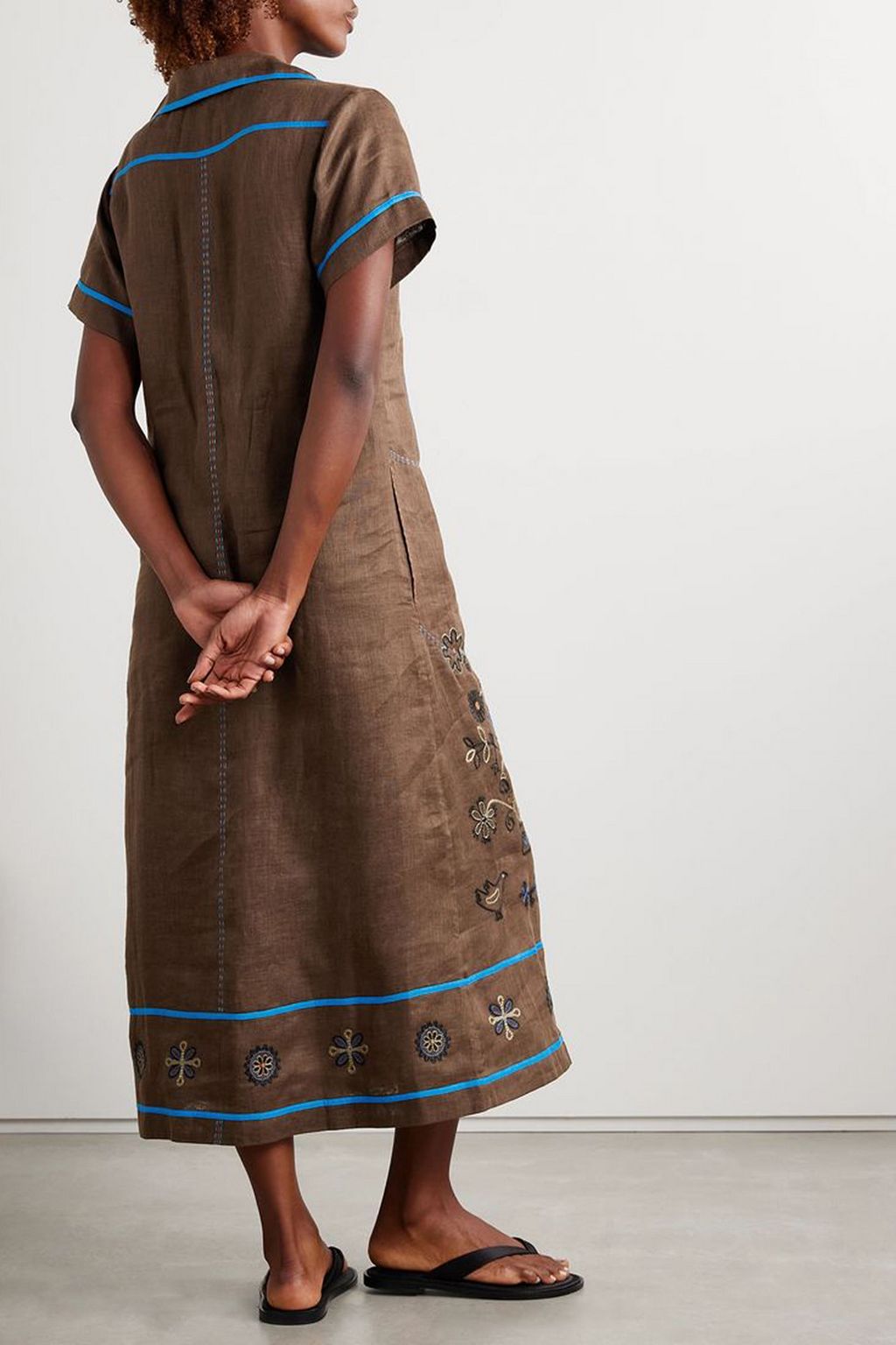 VITA KIN Misha Midikleid aus Leinen mit Stickereien