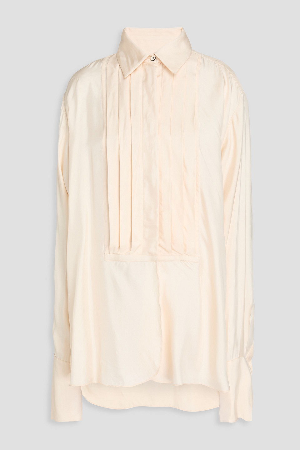 Jil Sander Oversized Pintucked Twill Shirt In White