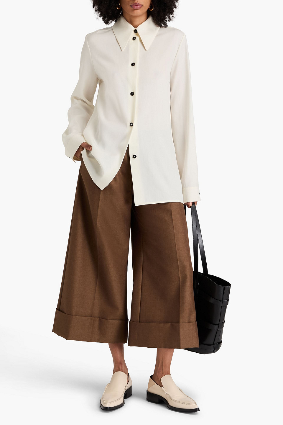Jil Sander Wool-twill Shirt In Ivory