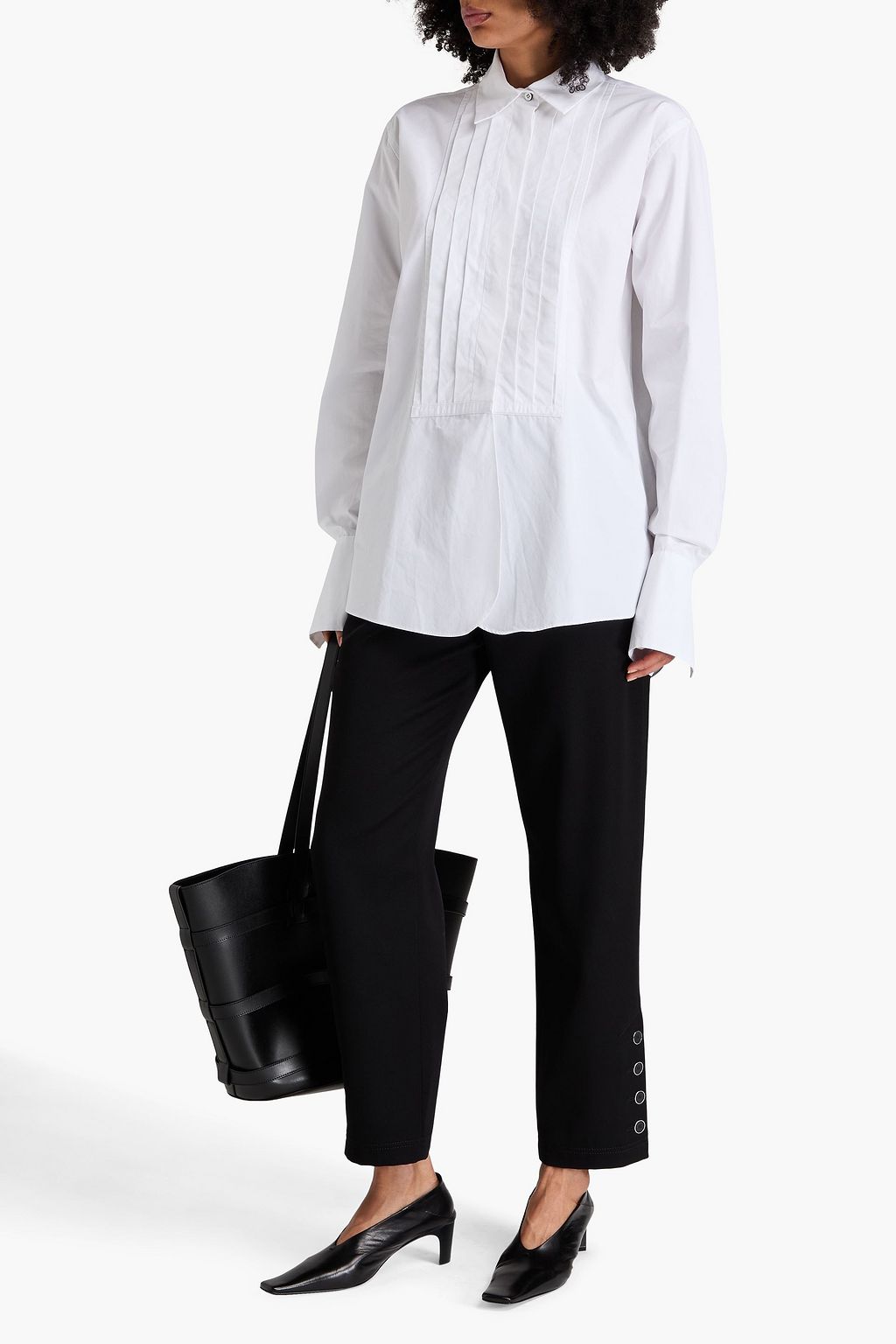 JIL SANDER قميص فضفاض من التويل مزين بثنيات رفيعة