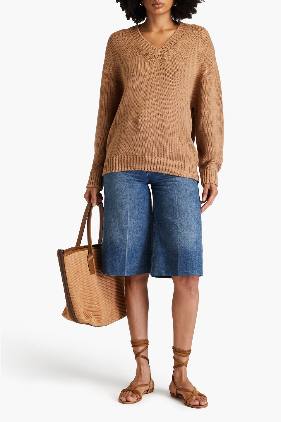 Le 17 Septembre Cotton Sweater In Camel