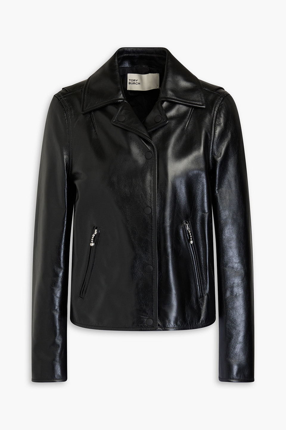Tory Burch Leather Biker Jacket In Black