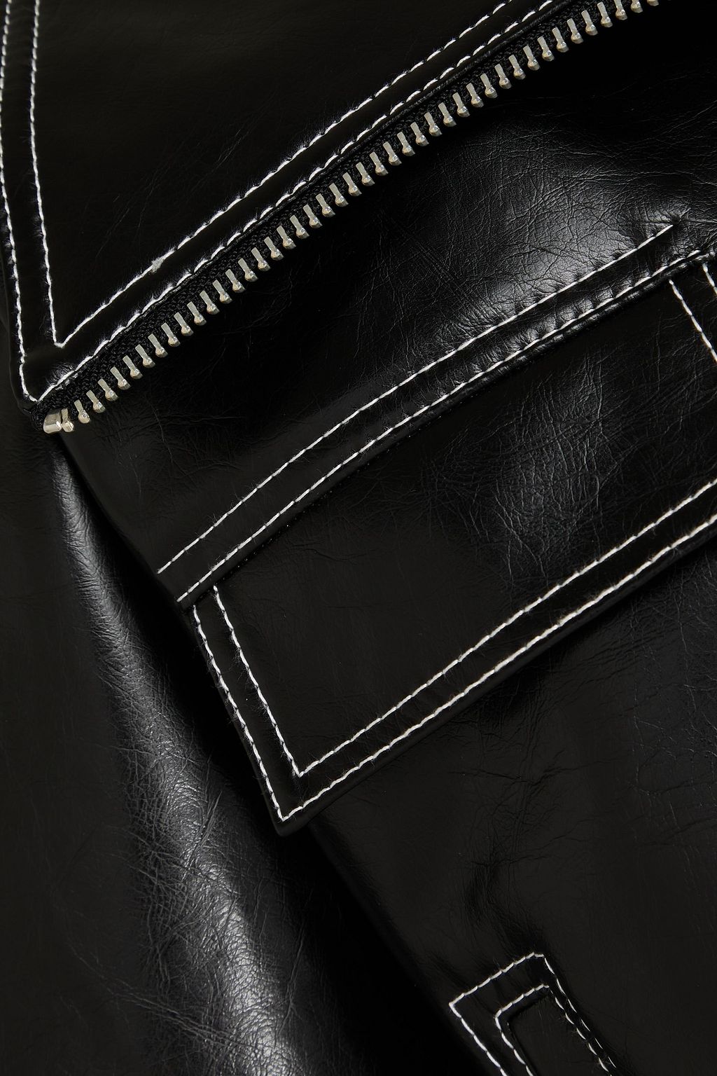 GANNI Topstitched faux leather jacket