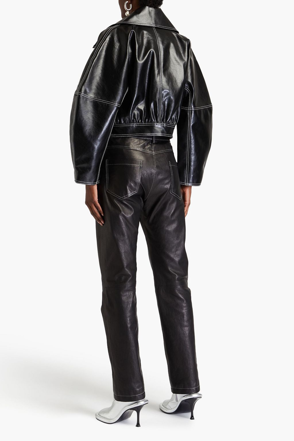 GANNI Topstitched faux leather jacket