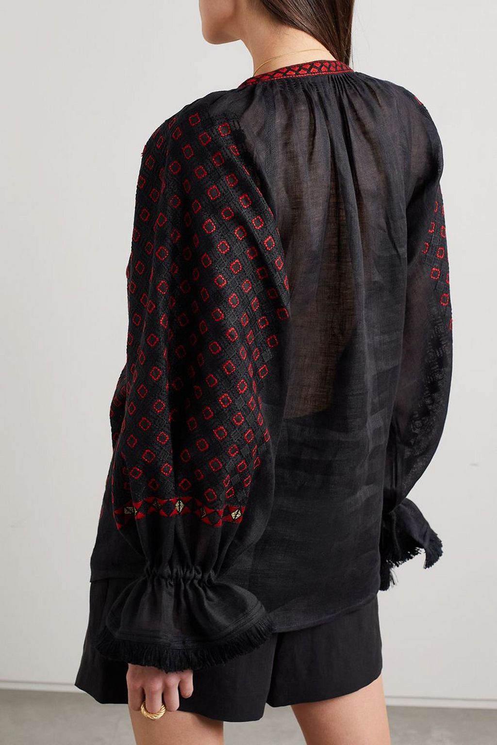 VITA KIN Jodhpur embroidered linen-gauze blouse