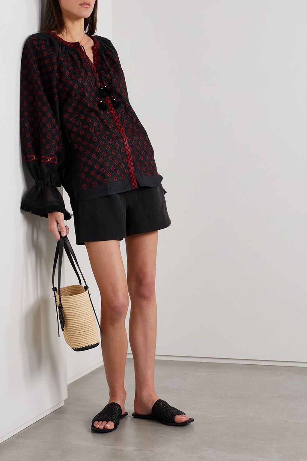 VITA KIN Jodhpur embroidered linen-gauze blouse