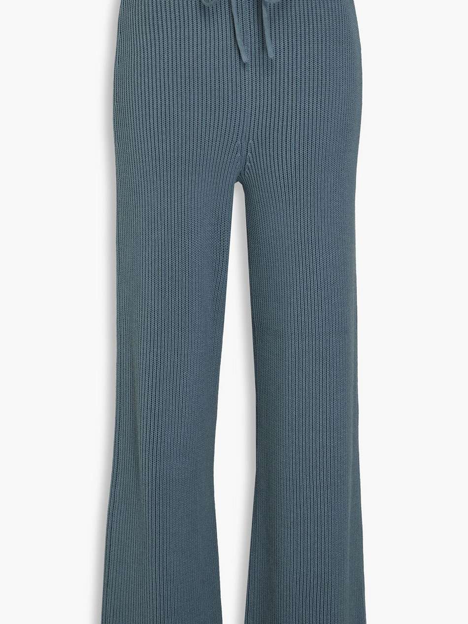 ribbed cotton wide-leg pants