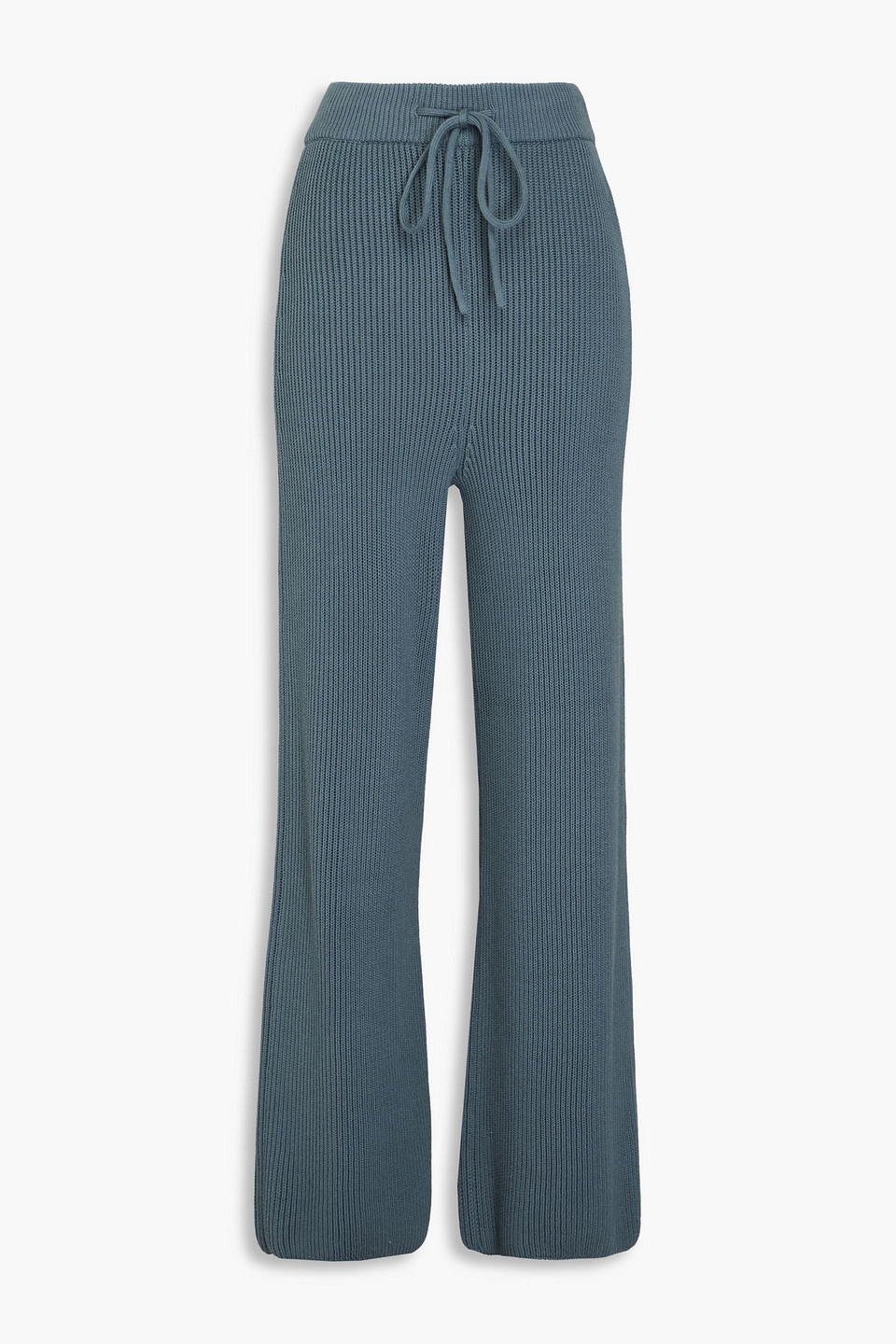 Le 17 Septembre Ribbed Cotton Wide-leg Pants In Slate Blue