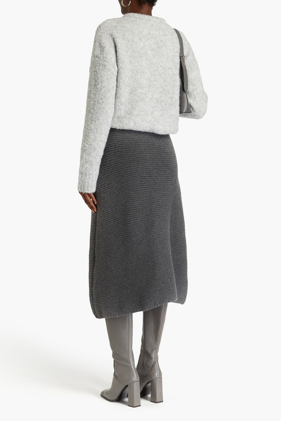 Le 17 Septembre Ribbed Wool Midi Skirt In Anthracite