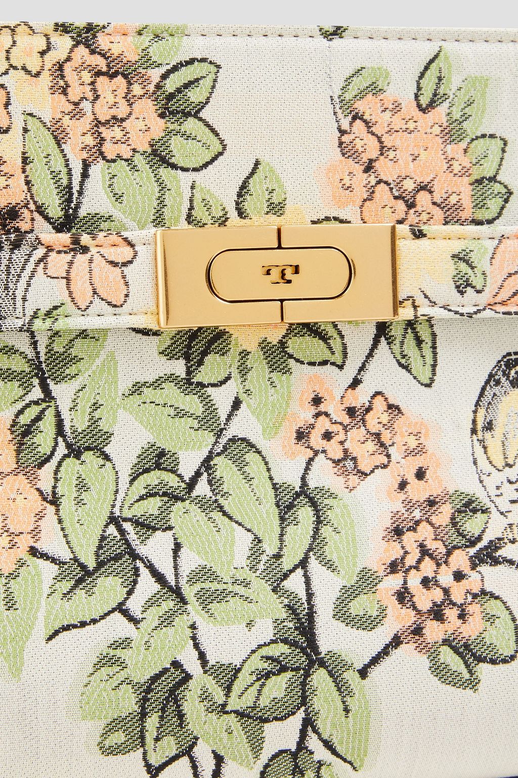 TORY BURCH Lee floral-jacquard and suede shoulder bag