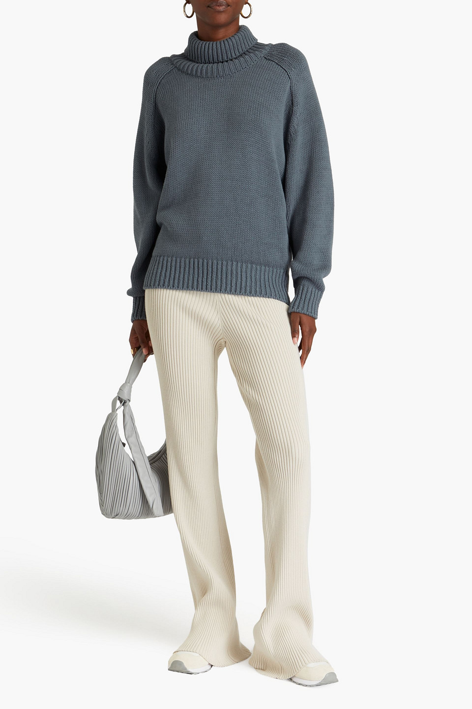 Le 17 Septembre Cotton Turtleneck Sweater In Slate Blue