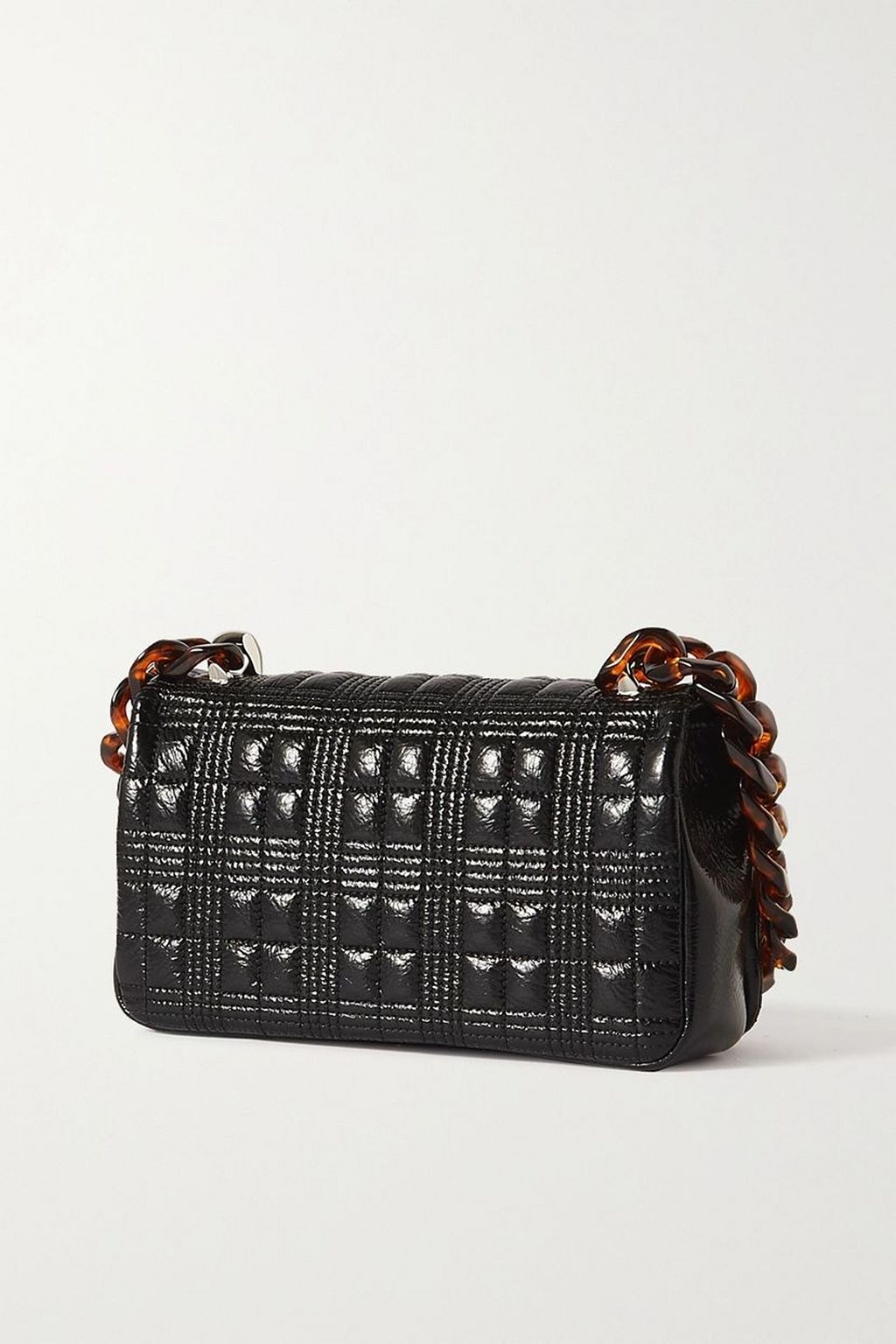 BURBERRY Small quilted glossed-leather and tortoiseshell resin shoulder bag