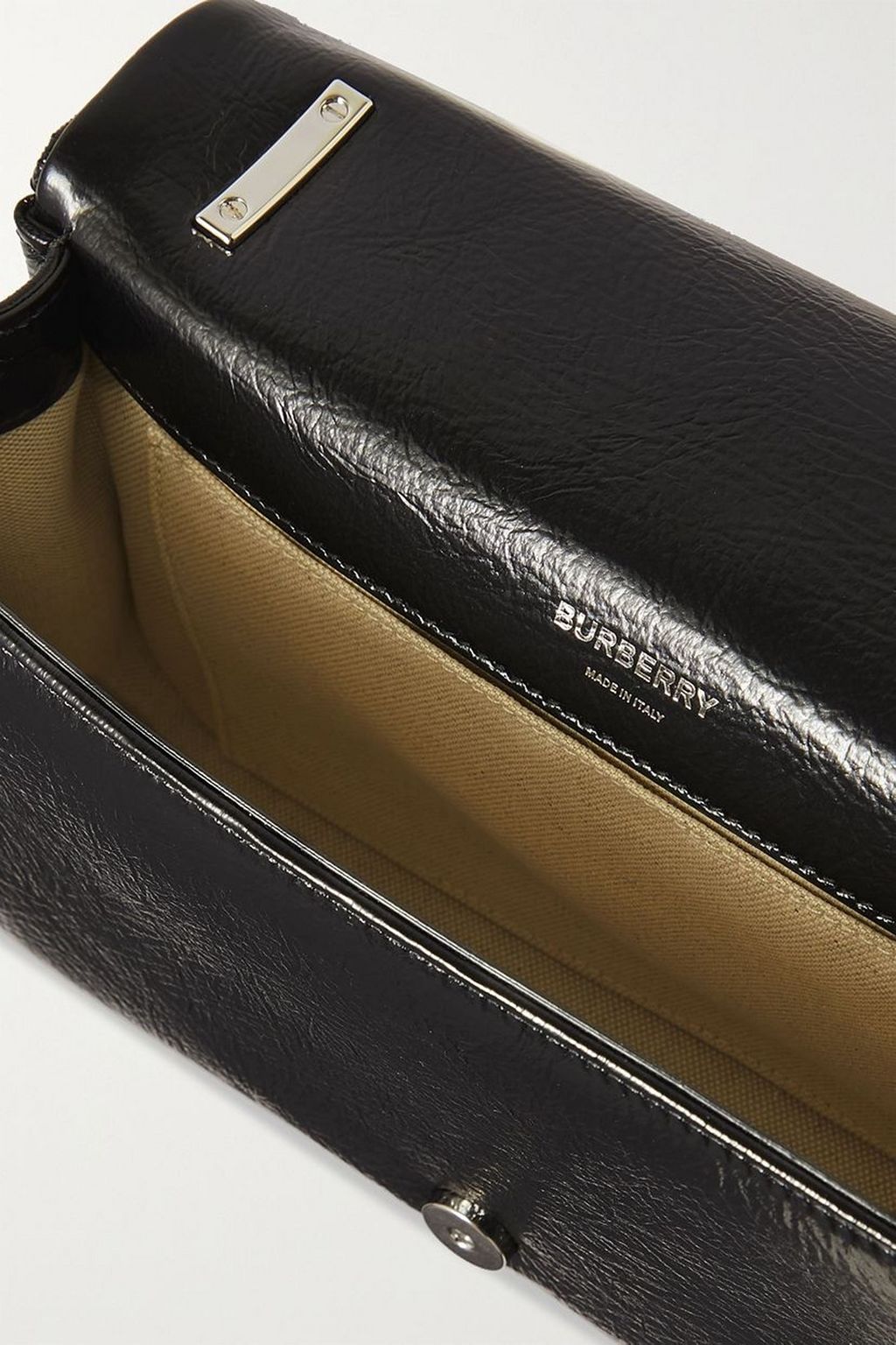BURBERRY Small quilted glossed-leather and tortoiseshell resin shoulder bag