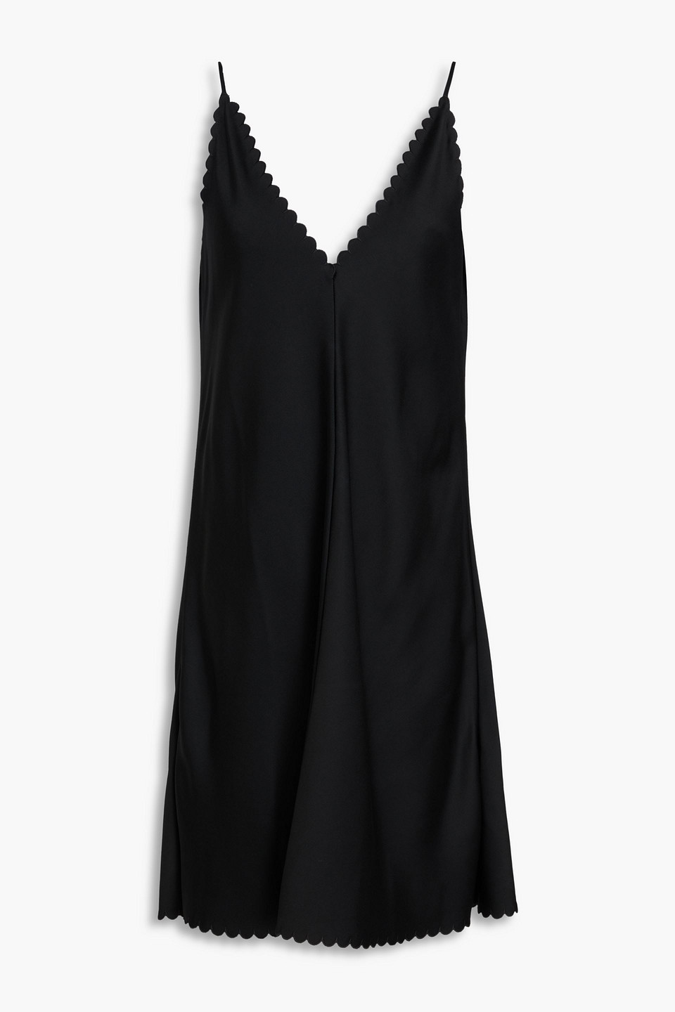 Jil Sander Scalloped Satin-crepe Mini Dress In Black