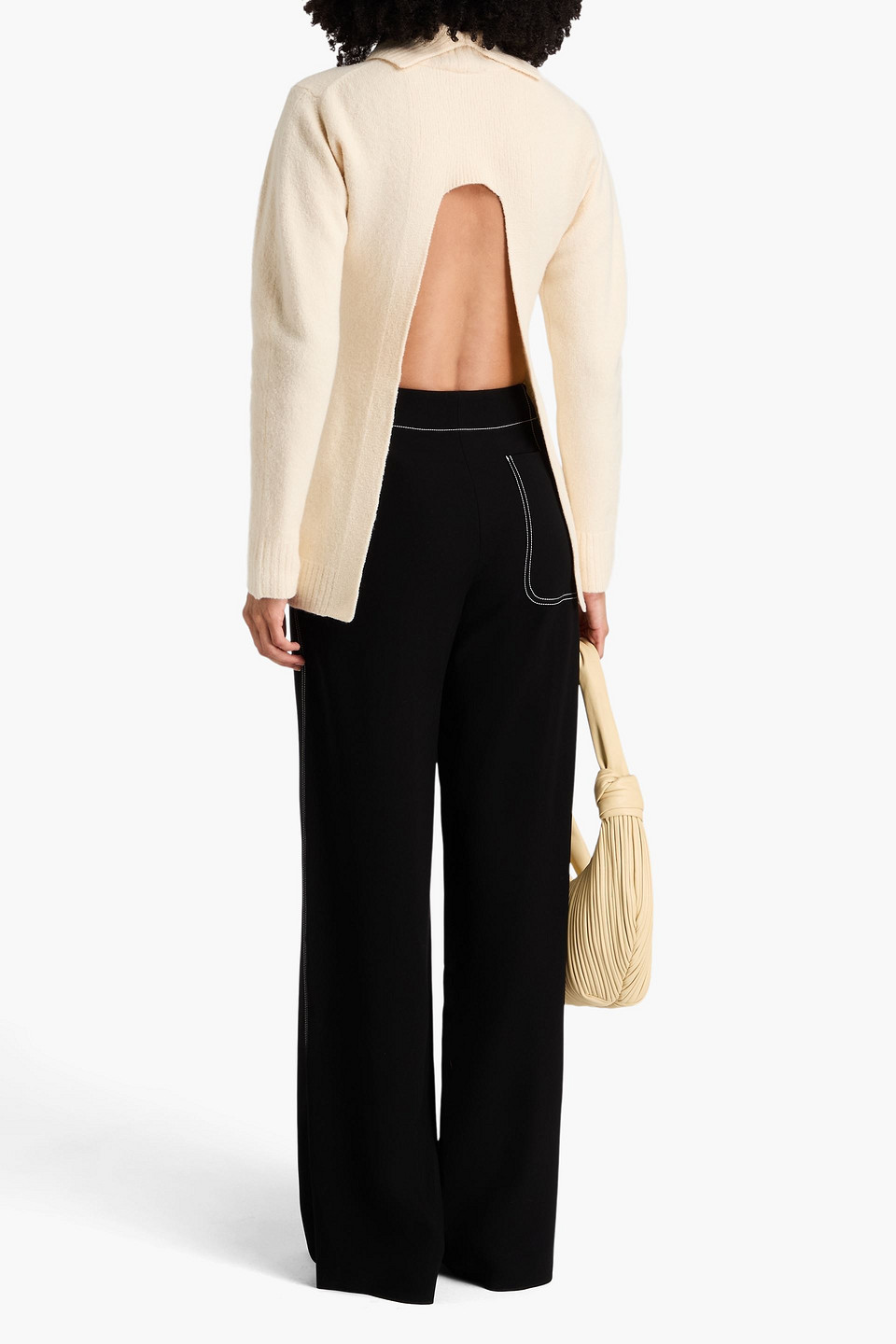 Jil Sander Cutout Wool Turtleneck Sweater In Cream