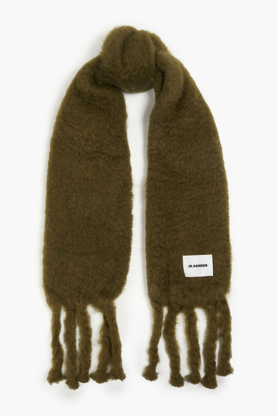 Jil Sander Fringed Brushed Mohair-blend Scarf In Army Green ModeSens