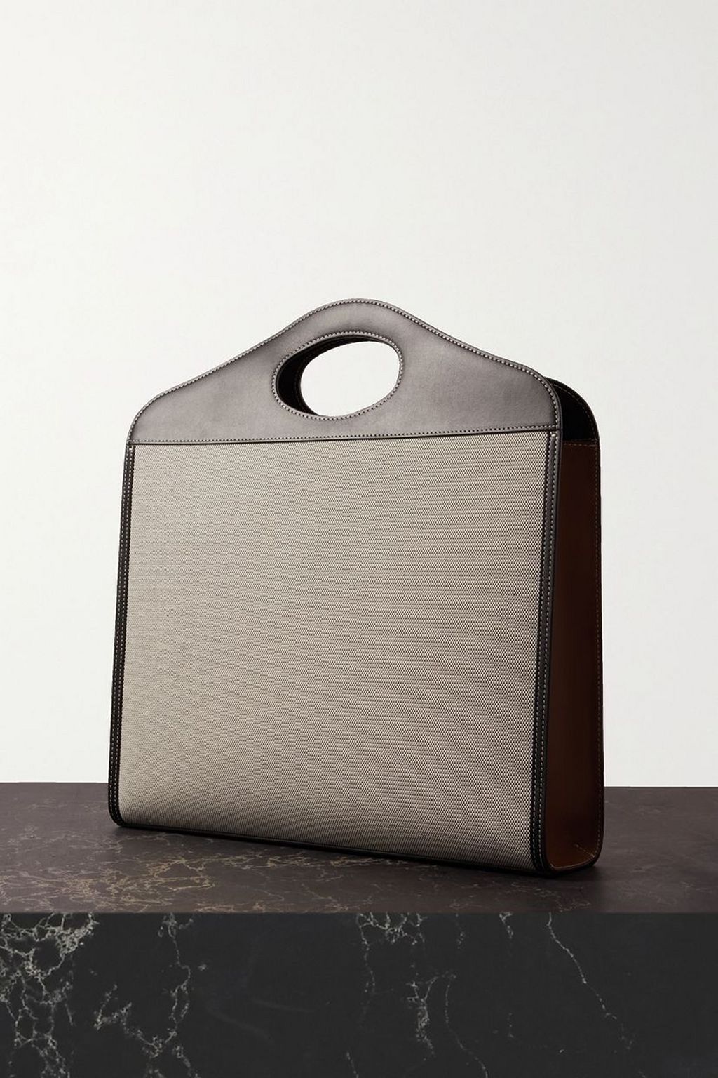 BURBERRY Leather-trimmed printed canvas tote