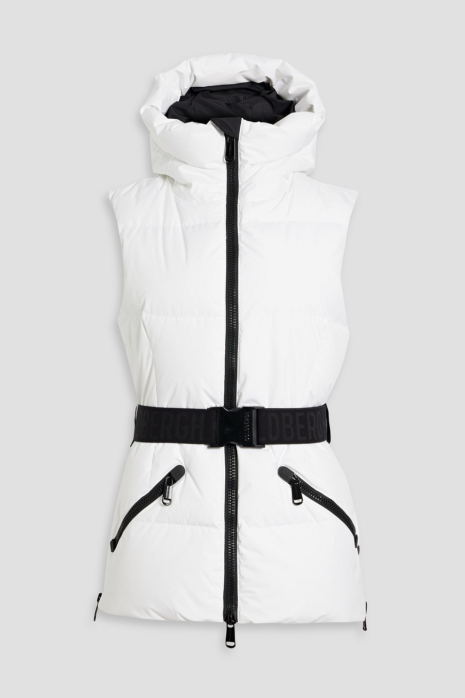 Goldbergh Belted Quilted Hooded Down Ski Vest In White