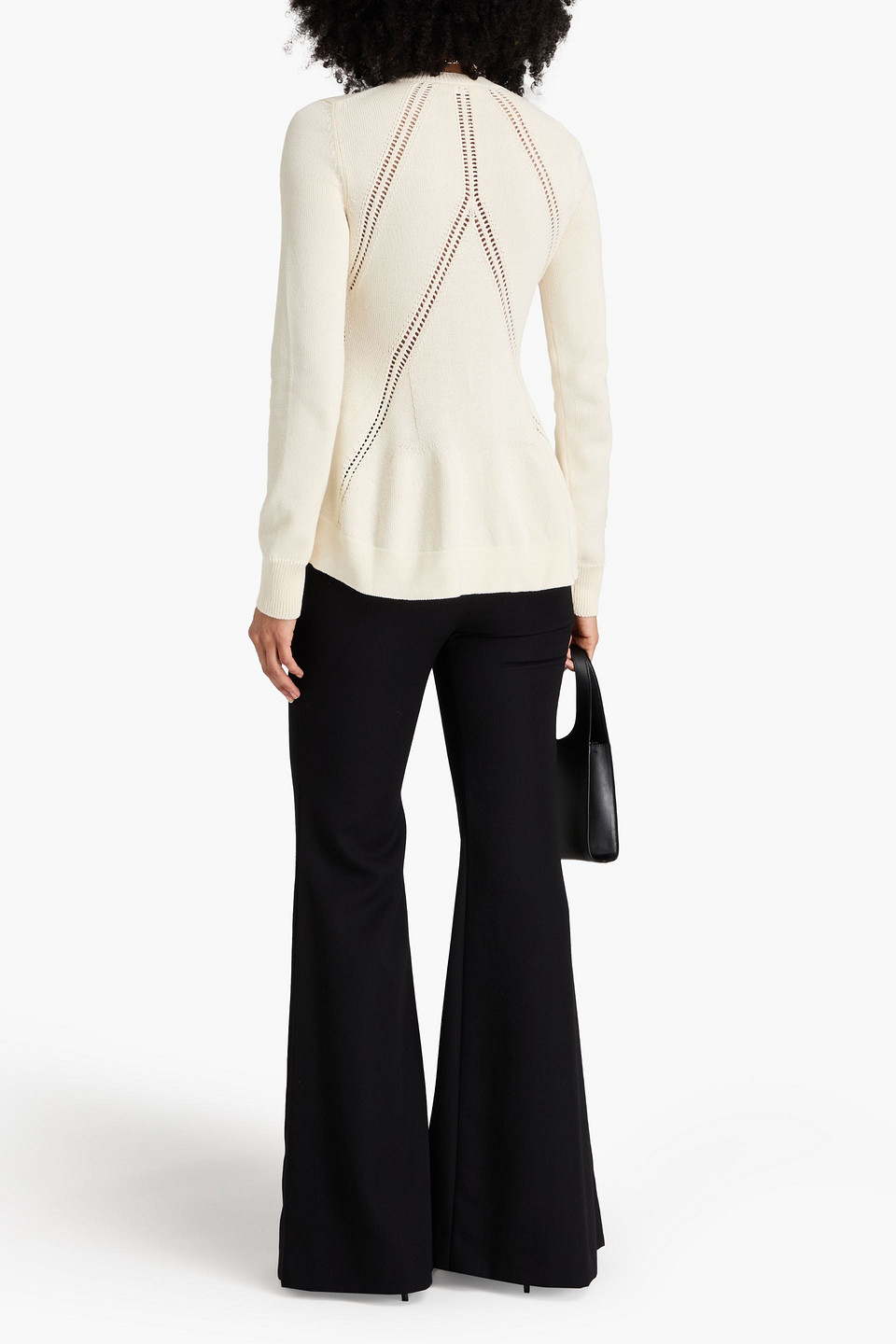Jil Sander Pointelle-knit Wool And Cotton-blend Sweater In Ivory