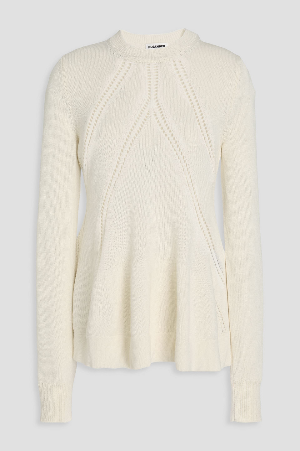 Jil Sander - Pointelle-knit wool and cotton-blend sweater - White - FR 40