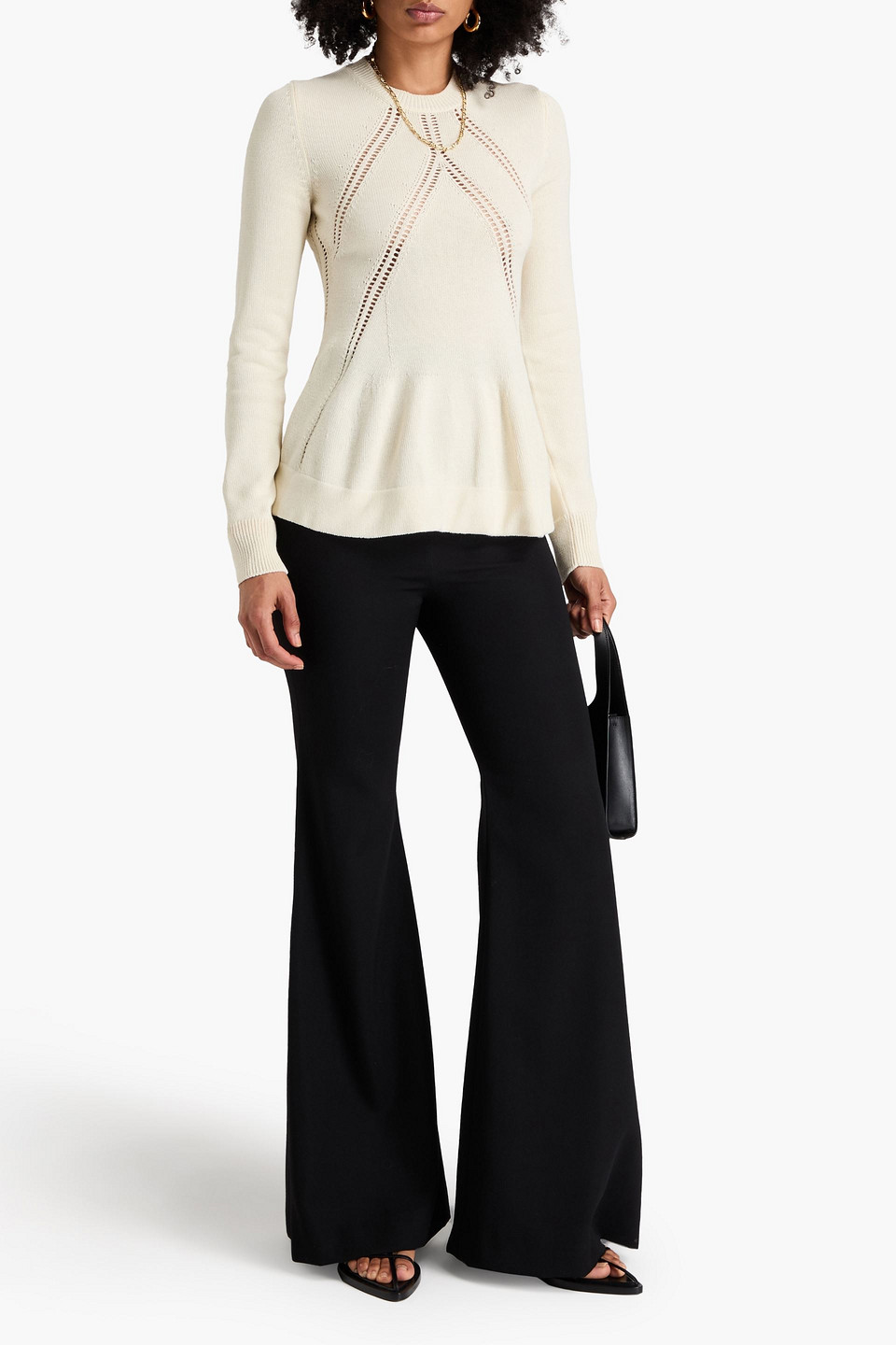 Jil Sander Pointelle-knit Wool And Cotton-blend Sweater In Ivory