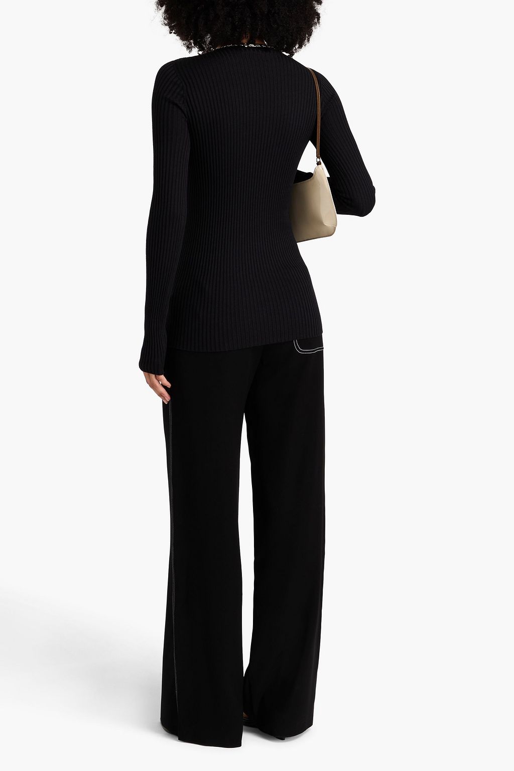 JIL SANDER كنزة رياضية من مزيج الحرير والصوف بتصميم مضلّع