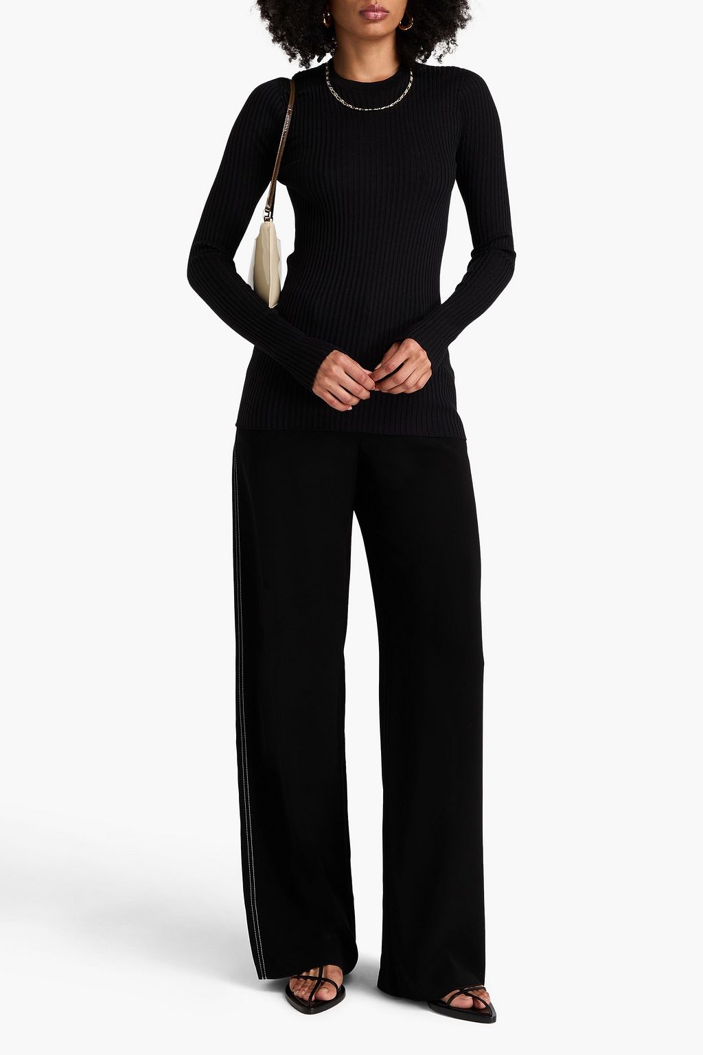 JIL SANDER كنزة رياضية من مزيج الحرير والصوف بتصميم مضلّع