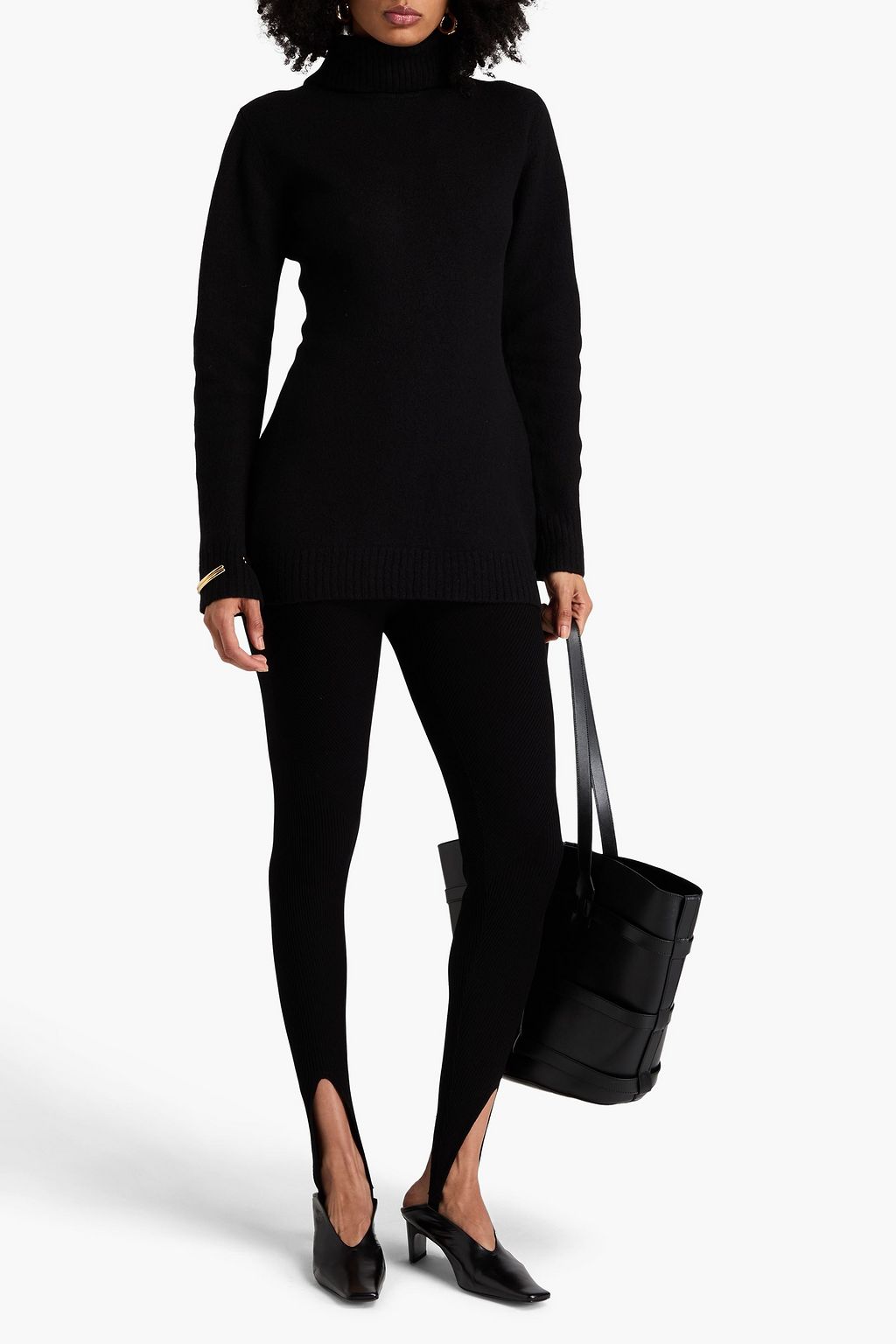 JIL SANDER كنزة رياضية بياقة عالية من الصوف ومزينة بفتحات