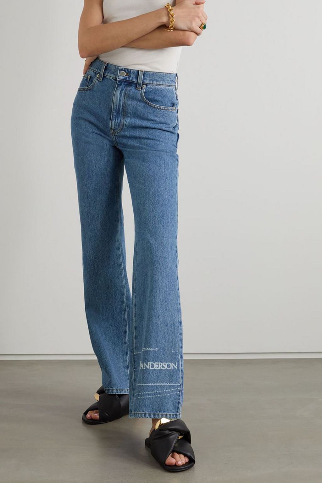 JW ANDERSON Printed high-rise bootcut jeans