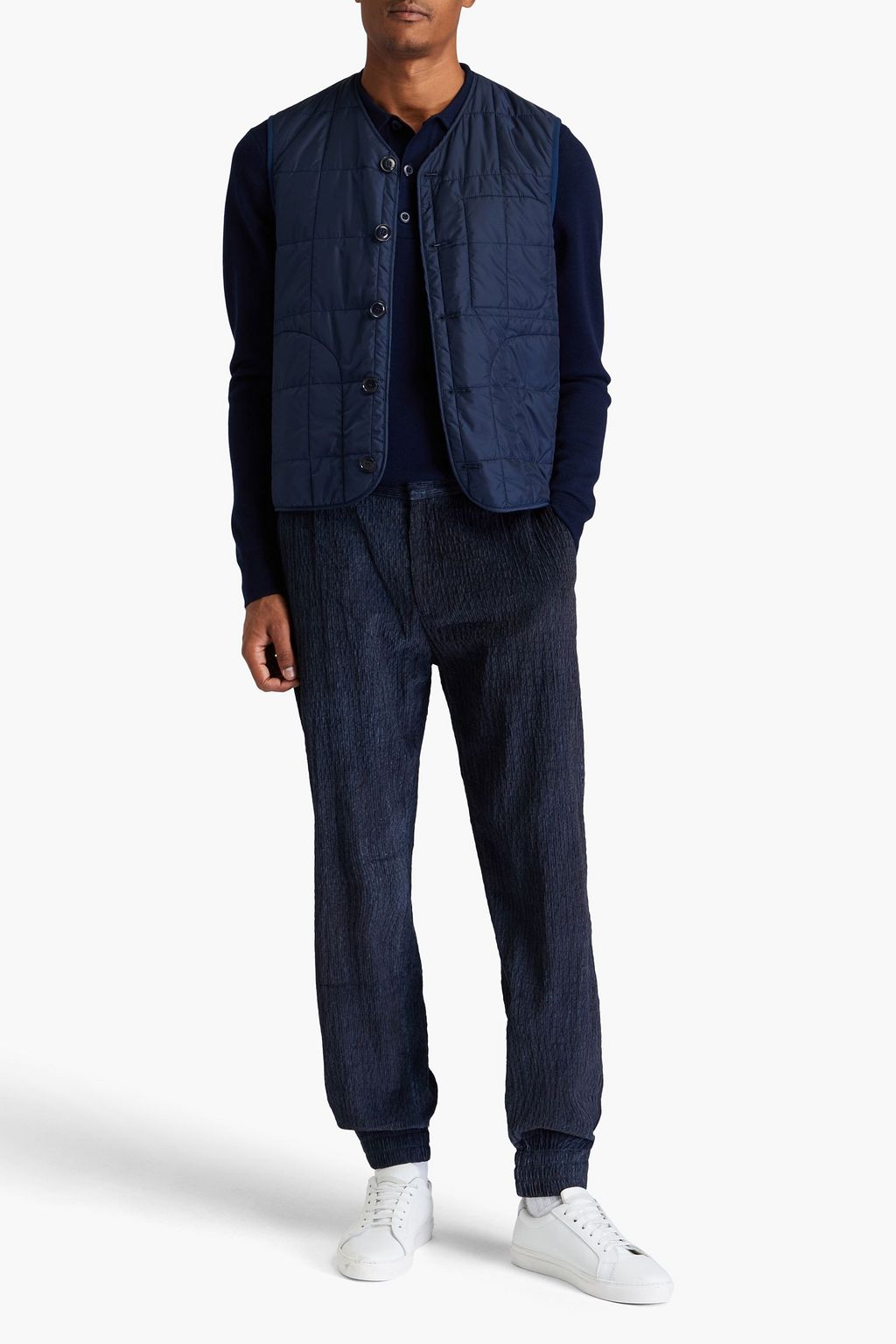EMPORIO ARMANI コットン混コーデュロイ テーパードパンツ