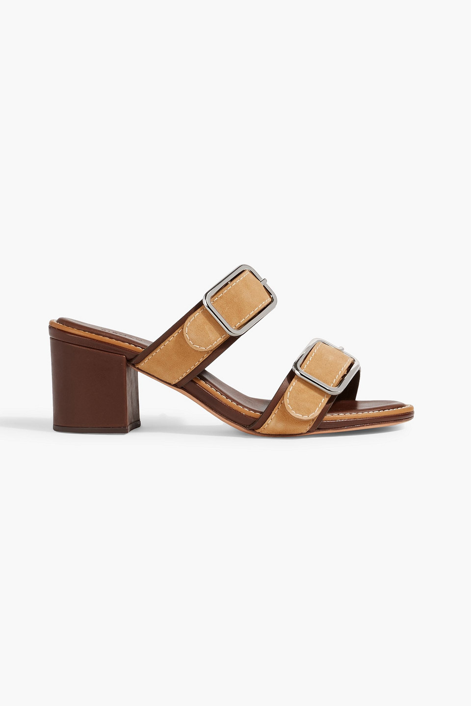 Alexandre Birman Effie 80 Buckled Suede Mules In Sand