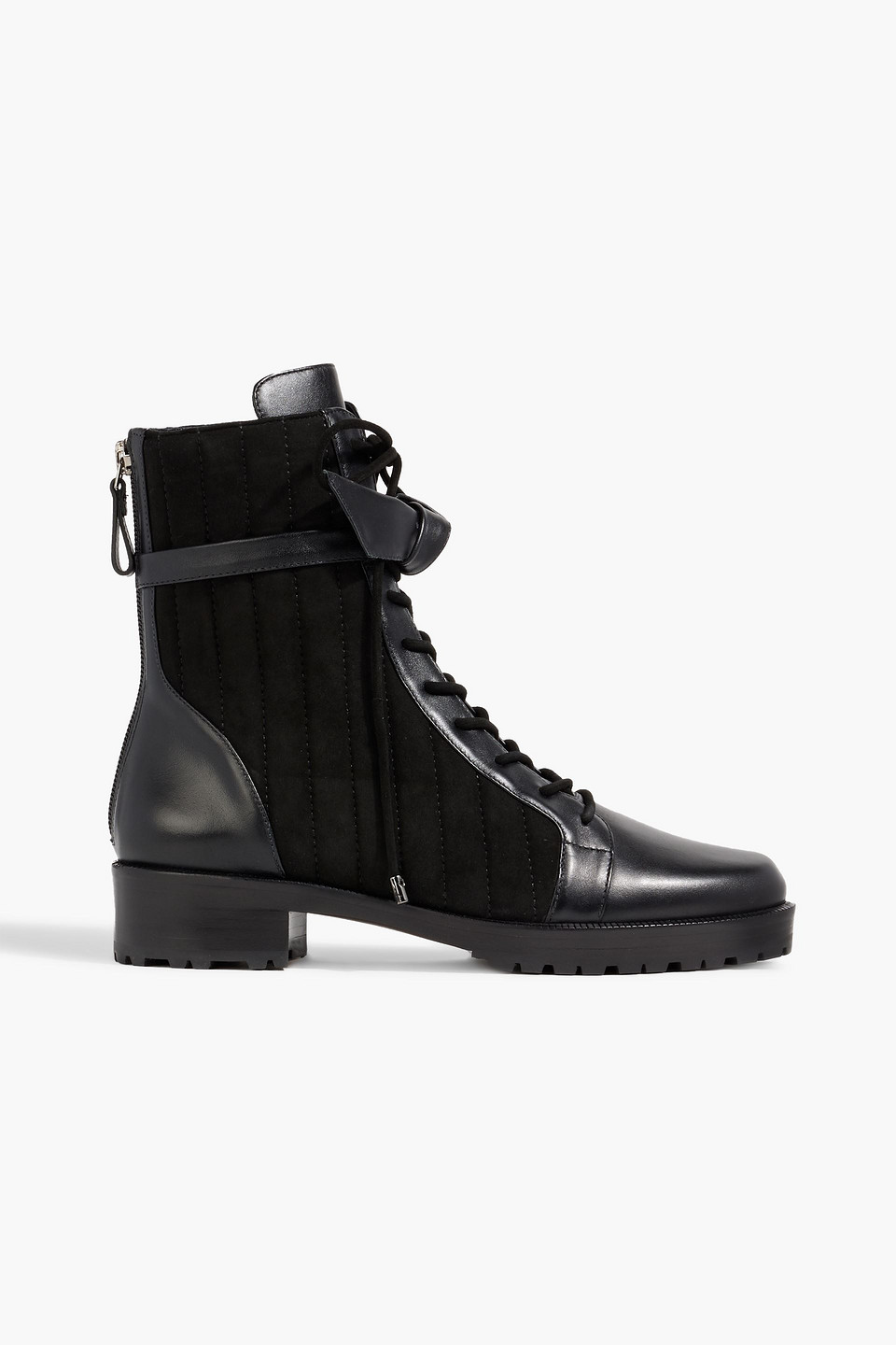 Clarita quilted suede and leather combat boots