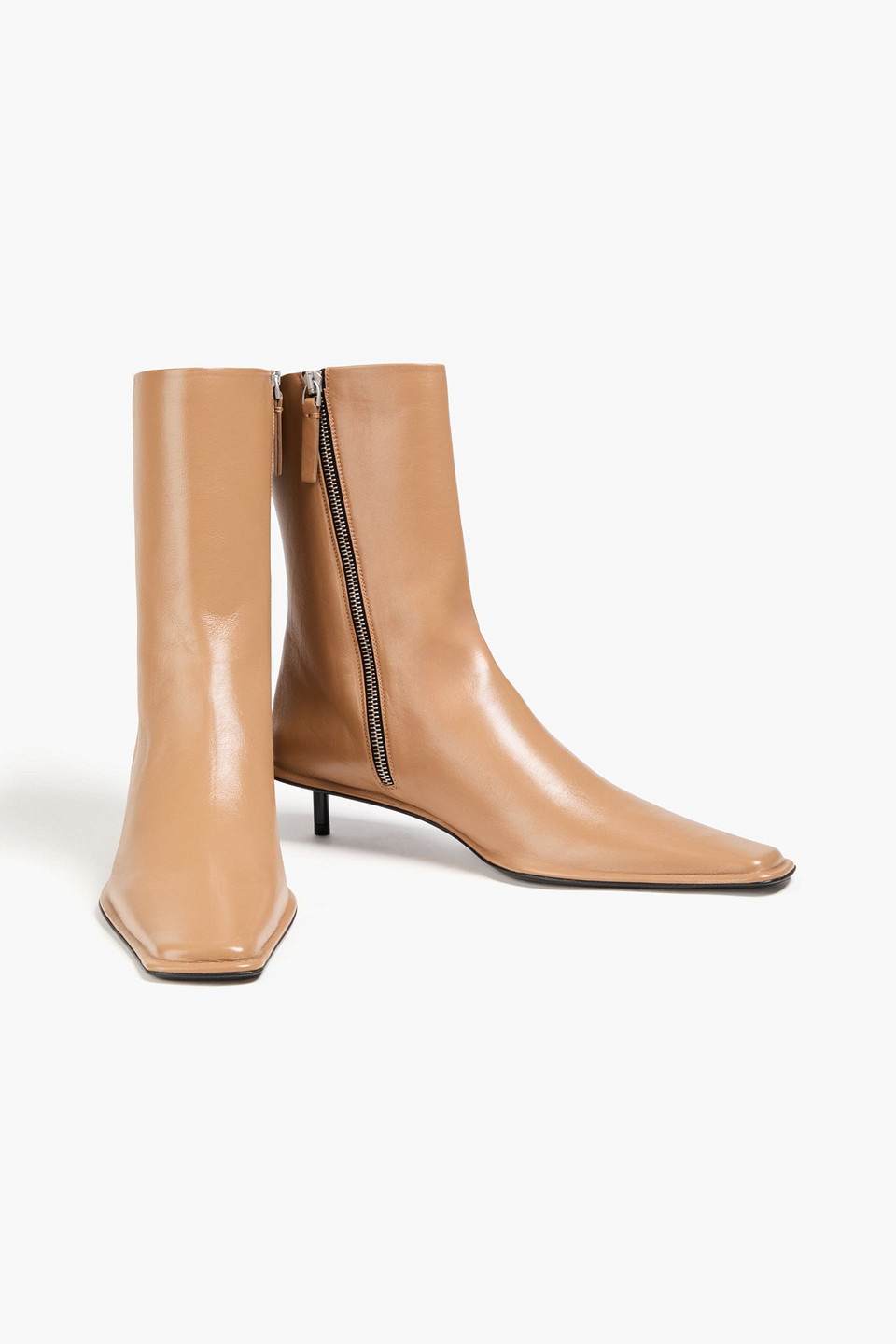 Jil Sander Leather Ankle Boots In Neutral