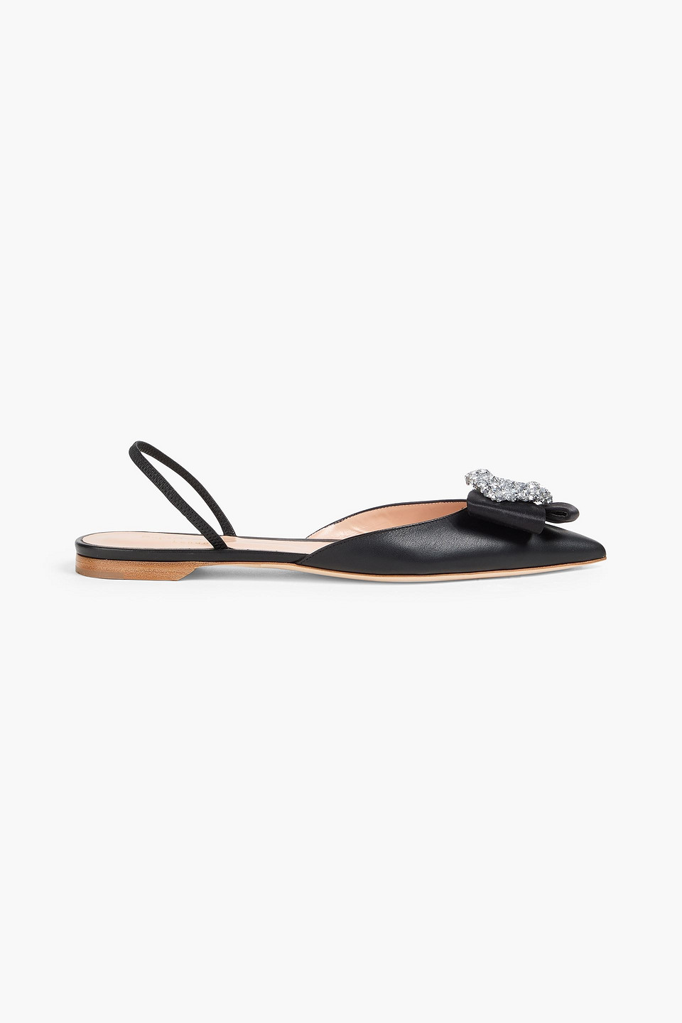 Rupert Sanderson - Sabine embellished leather slingback point-toe flats - Black - EU 37.5