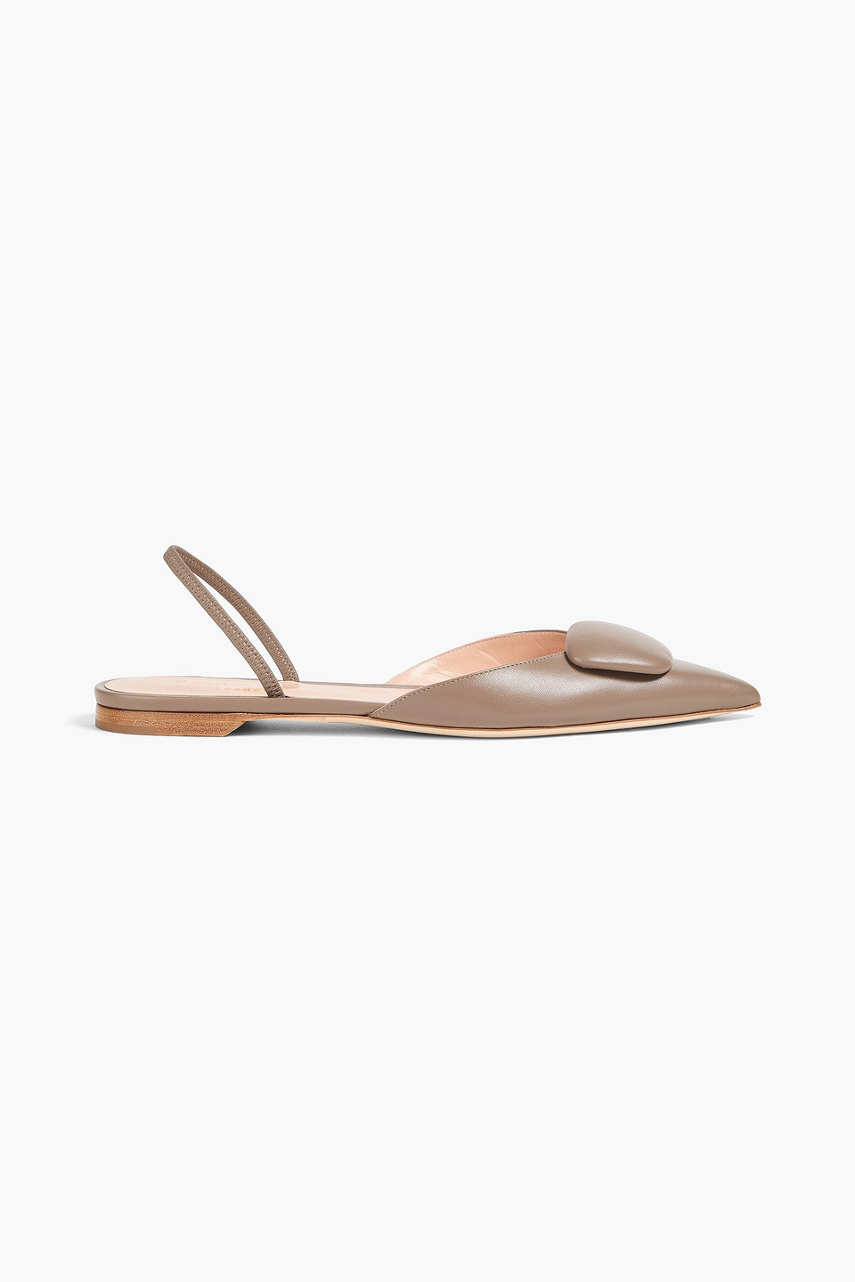 Rupert Sanderson - Sabine embellished leather slingback point-toe flats - Neutral - EU 38