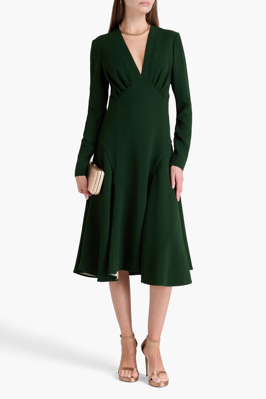 ELIE SAAB 개더 디테일 크레이프 미디 드레스